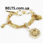 Женские часы-браслет Pandora, кожаный браслет с часами Пандора (золотистые)