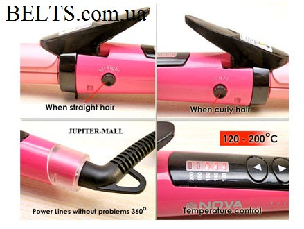Плойка выпрямитель для волос  Nova 1818, утюжок с выпрямителем Straight Curl 2 в 1  Nova 1818
