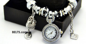 Женские часы-браслет Pandora, кожаный браслет с часами Пандора (белые)