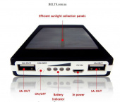 Мобильная солнечная зарядка Power Bank Solar 25000 mAh, зарядное устройство Павер Банк Солар 25000 мАч