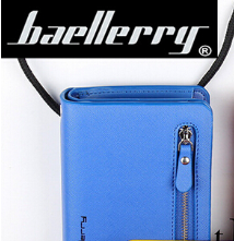 Стильный кошелек-клатч Baellerry синий (портмоне) + серьги шарики в подарок