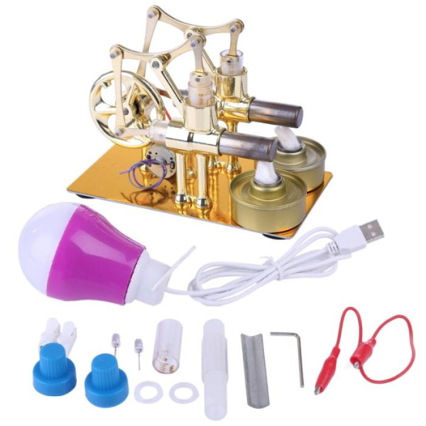 Высокотемпературный  двигатель Стирлинг Stirling Engine High  Temperature  Engine с генератором и LED лампой