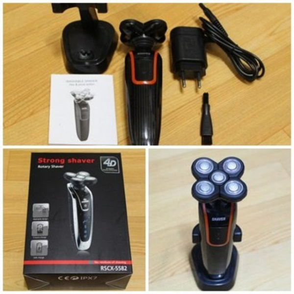 Мужская акумуляторная электробритва Kemei 4D RSCX-5582 Strong Shaver Rotary Shaver (Кемей 4Д Стронг Шевер)