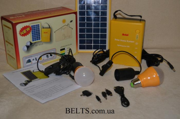 Солнечное зарядное устройство с лампами и зарядкой для телефона Solar Home System, емкостью 4500 mAh