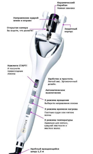 Стайлер для всех типов волос Instyler Tulip Auto Curler, плойка Инстайлер Тулип Авто Кулер