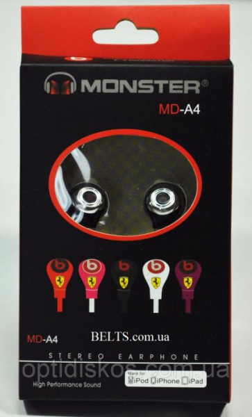 Наушники Monster MD-A4, вакуумные стерео наушники Монстер MD – А4, копия Monster Beats by Dr. Dre Tour