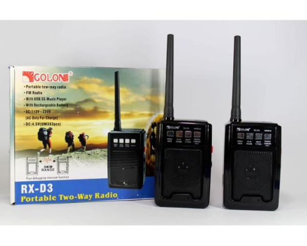 Комплект раций PTT с FM приемником (радио GOLON RX-D3 + рация)
