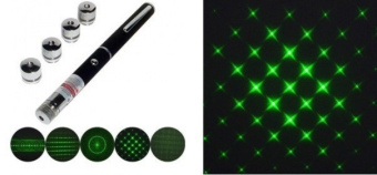 Зеленая лазерная указка с 5 насадками Green Laser Pointer (Грин Лазер Поинте)