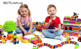 Игра для детей Bunchems - Конструктор-липучка (Вязкий пушистый шарик 400 предметов)