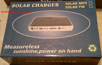 Солнечное зарядное устройство 2000 мАч с FM-радио и фонарем  Solar Charger+Radio+Flashlight